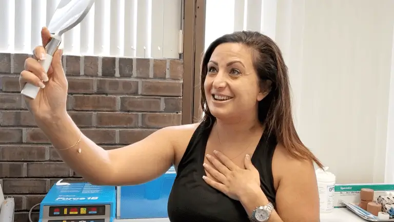 Young woman scarless neck sculpting with liposuction – natural beautiful results – Plastic Surgery of New York – poster cover for video testimonial post op